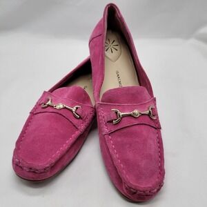 Isaac Mizrahi Live Medium Catalina Pink Suede Loafers Moccasin Flats Size 9.5